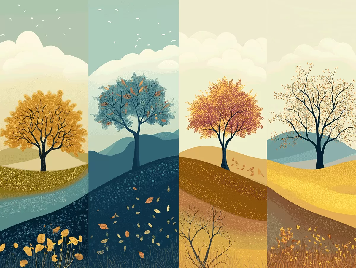 Four Hills of Life illustration showing seasonal progression as a metaphor for the apprenticeship leadership model.